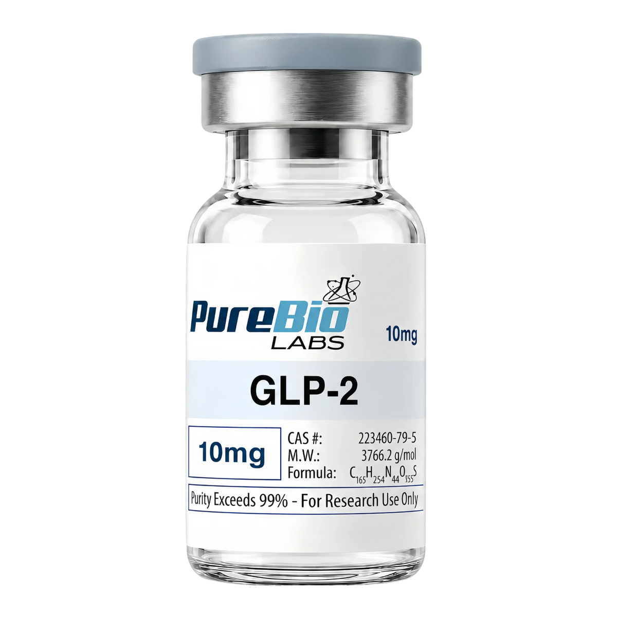 GLP-2 VIAL 10mg sterile lyophilized peptide vial for lab research