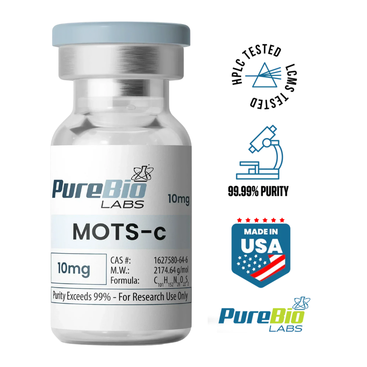MOTS-c VIAL 10mg synthetic mitochondrial peptide lyophilized powder for research use