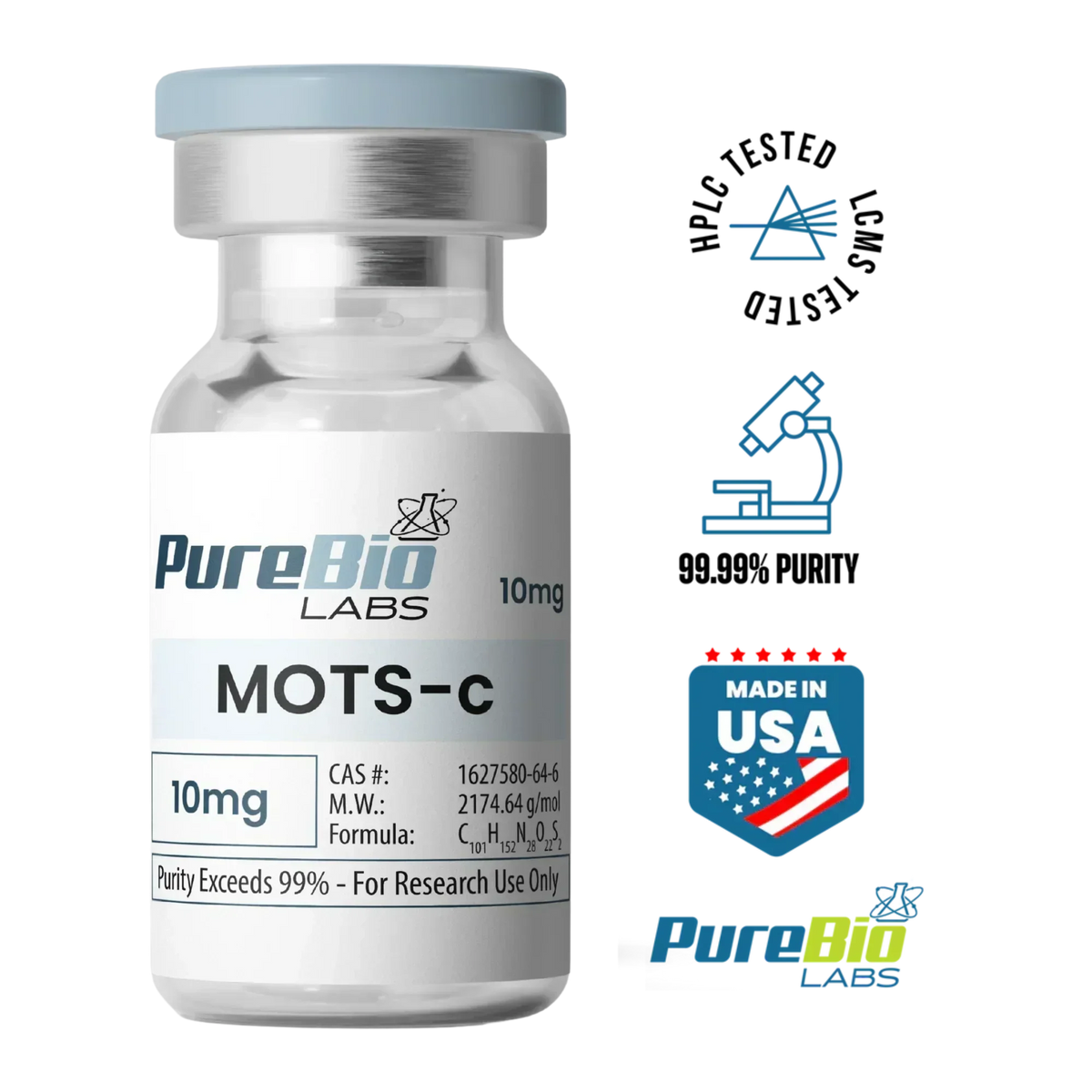 MOTS-c VIAL 10mg synthetic mitochondrial peptide lyophilized powder for research use