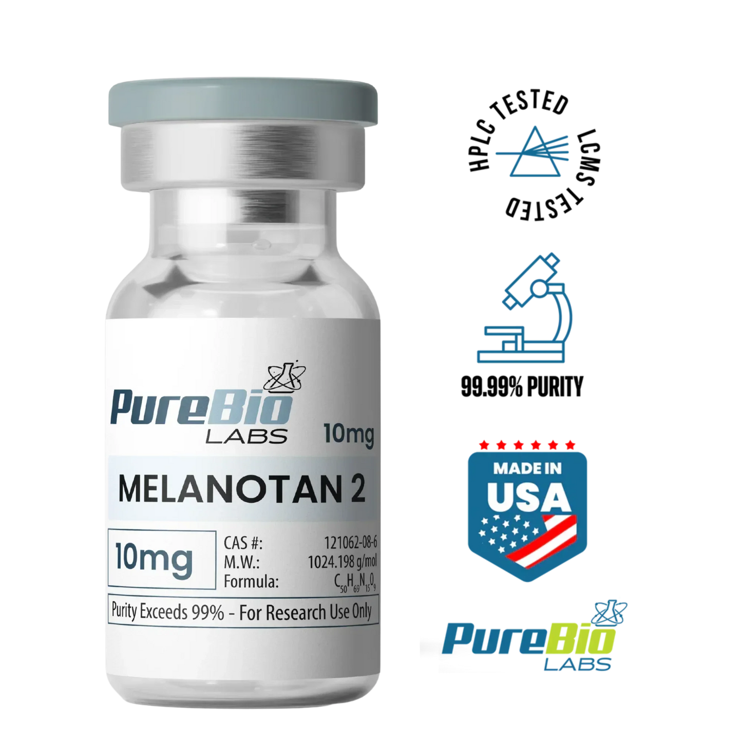 MELANOTAN II VIAL 10mg high-purity peptide for research packaged in sterile sealed vial