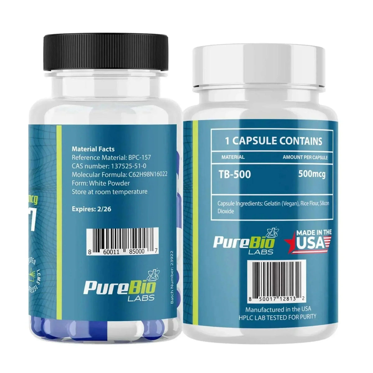 BPC-157 and TB-500 capsule set for research use with cGMP standards and verified purity