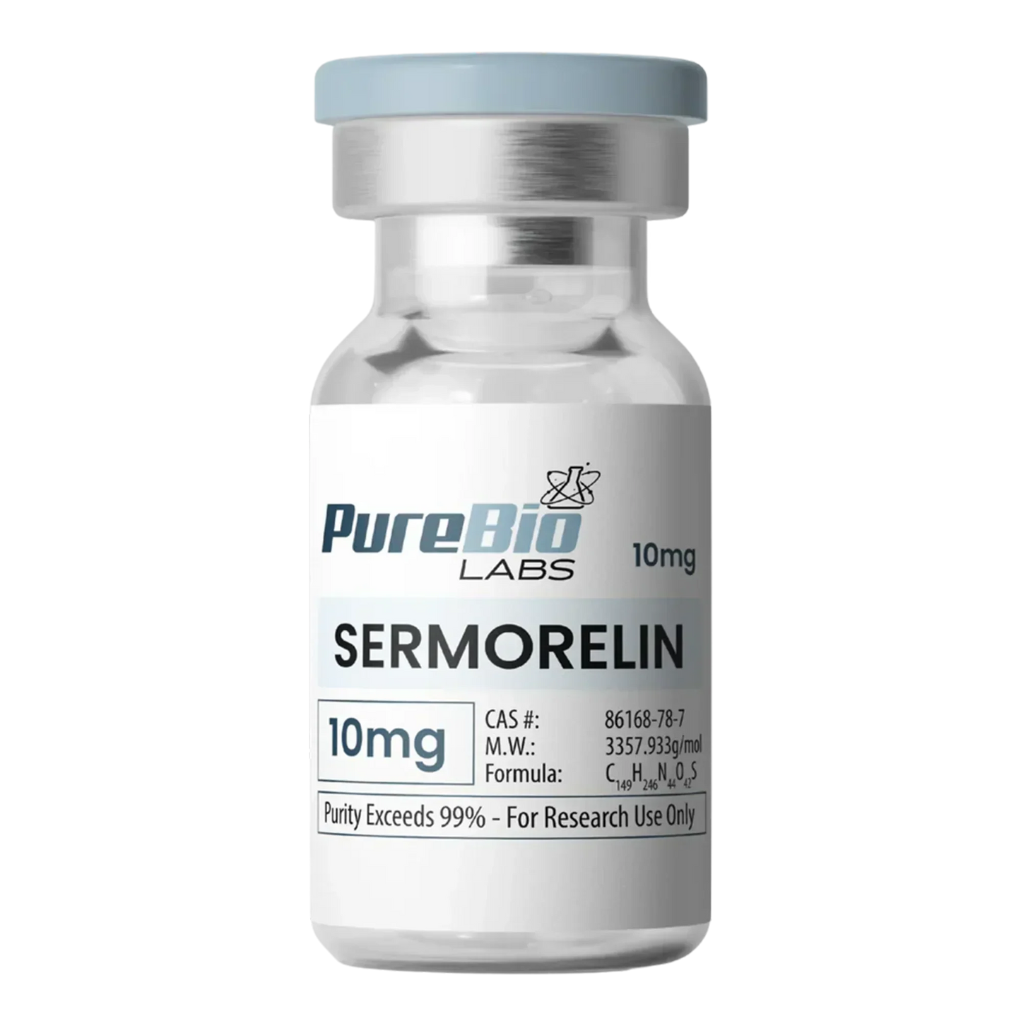 Sermorelin vial 10mg high-purity synthetic peptide for research and development