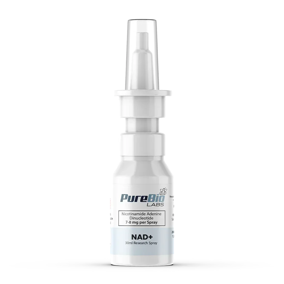 NAD+ Liquid Spray 30ml bottle for cellular energy research with high-purity NAD+ formulation