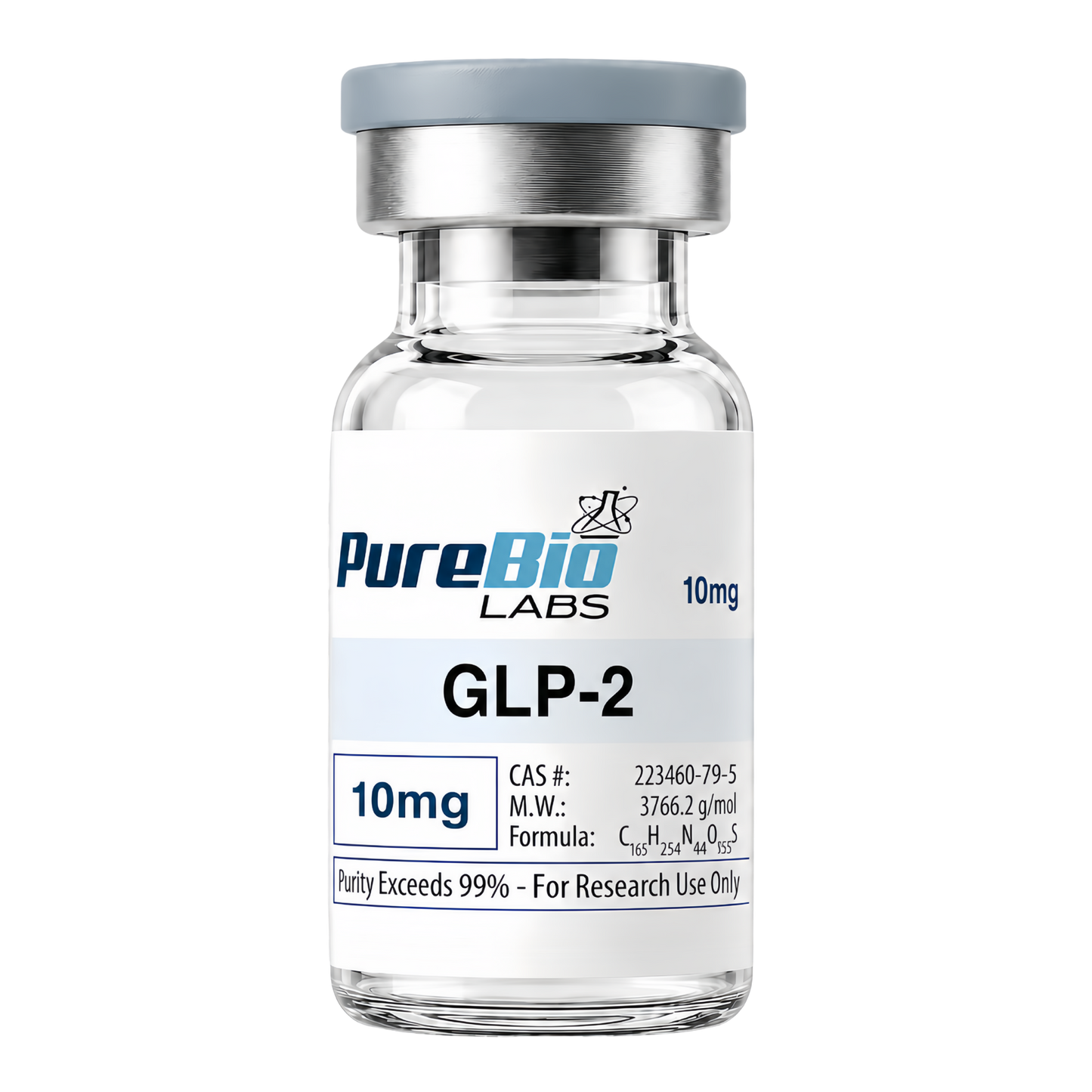 GLP-2 VIAL 10mg sterile lyophilized peptide vial for lab research