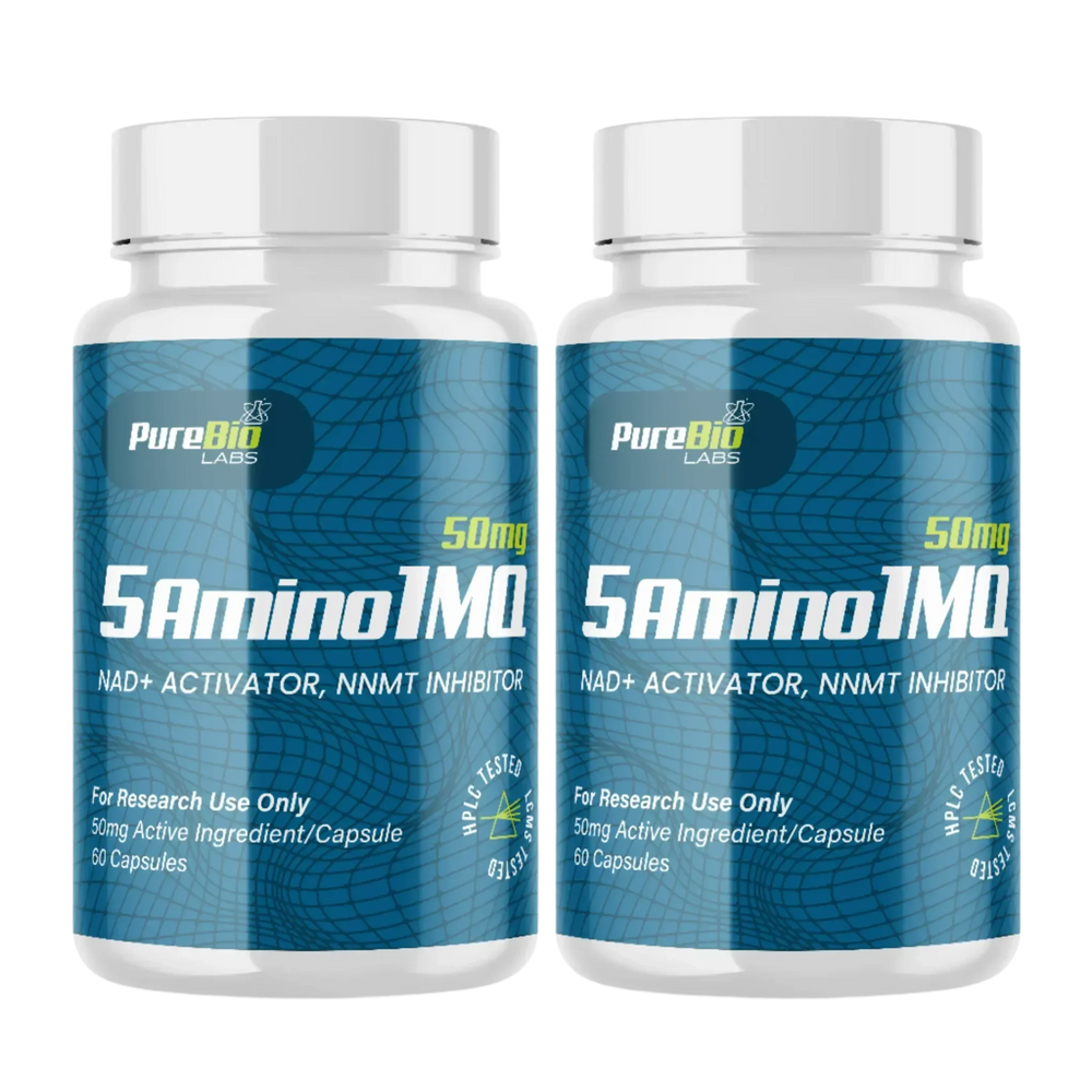 5-Amino-1MQ research capsule kit, two bottles, Pure Bio Labs