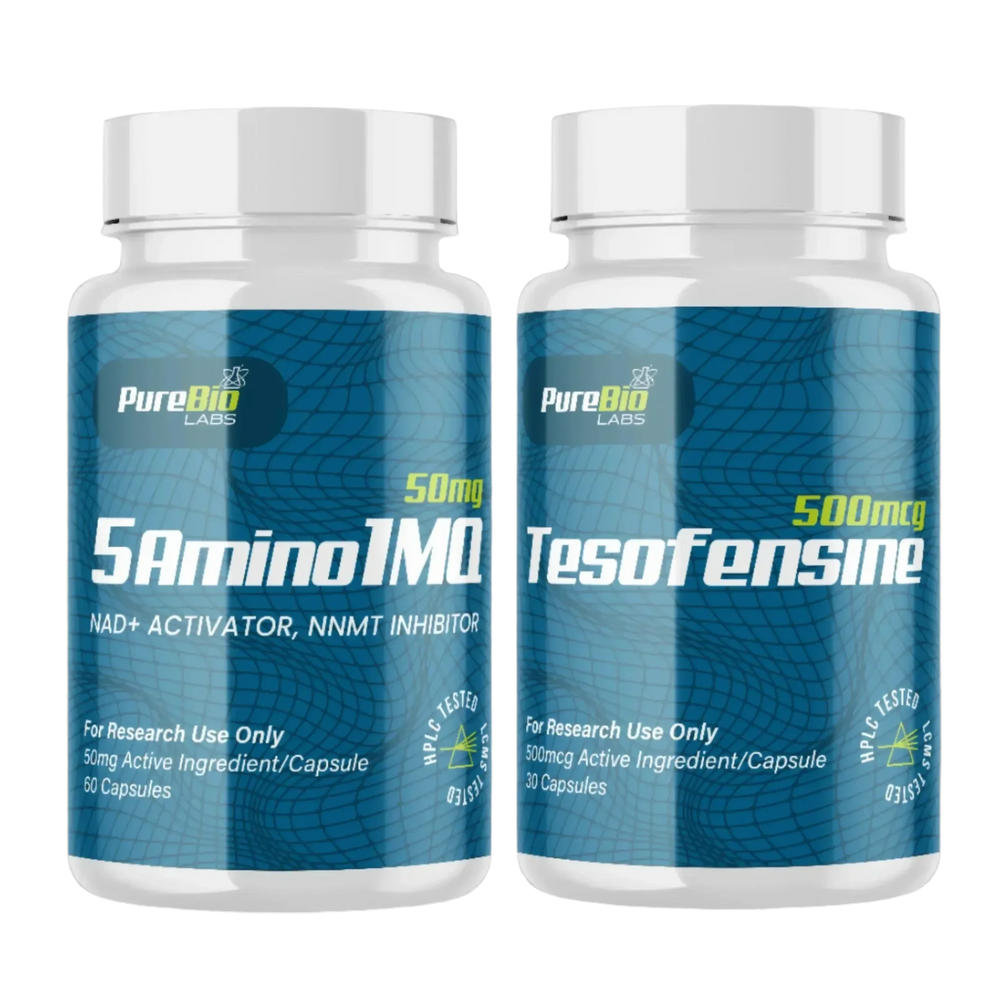 Tesofensine and 5-Amino-1MQ research capsule kit, two bottles, Pure Bio Labs