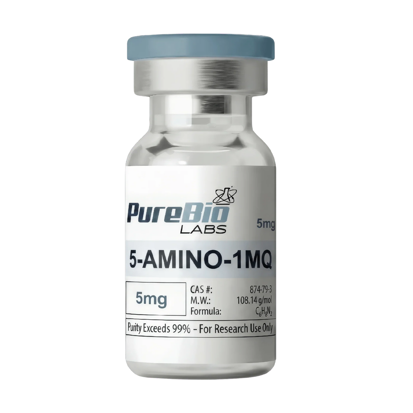 5-AMINO-1MQ vial containing 5mg high-purity peptide powder for research use