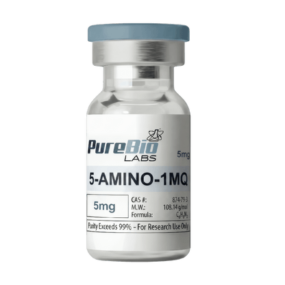 5-AMINO-1MQ vial containing 5mg high-purity peptide powder for research use