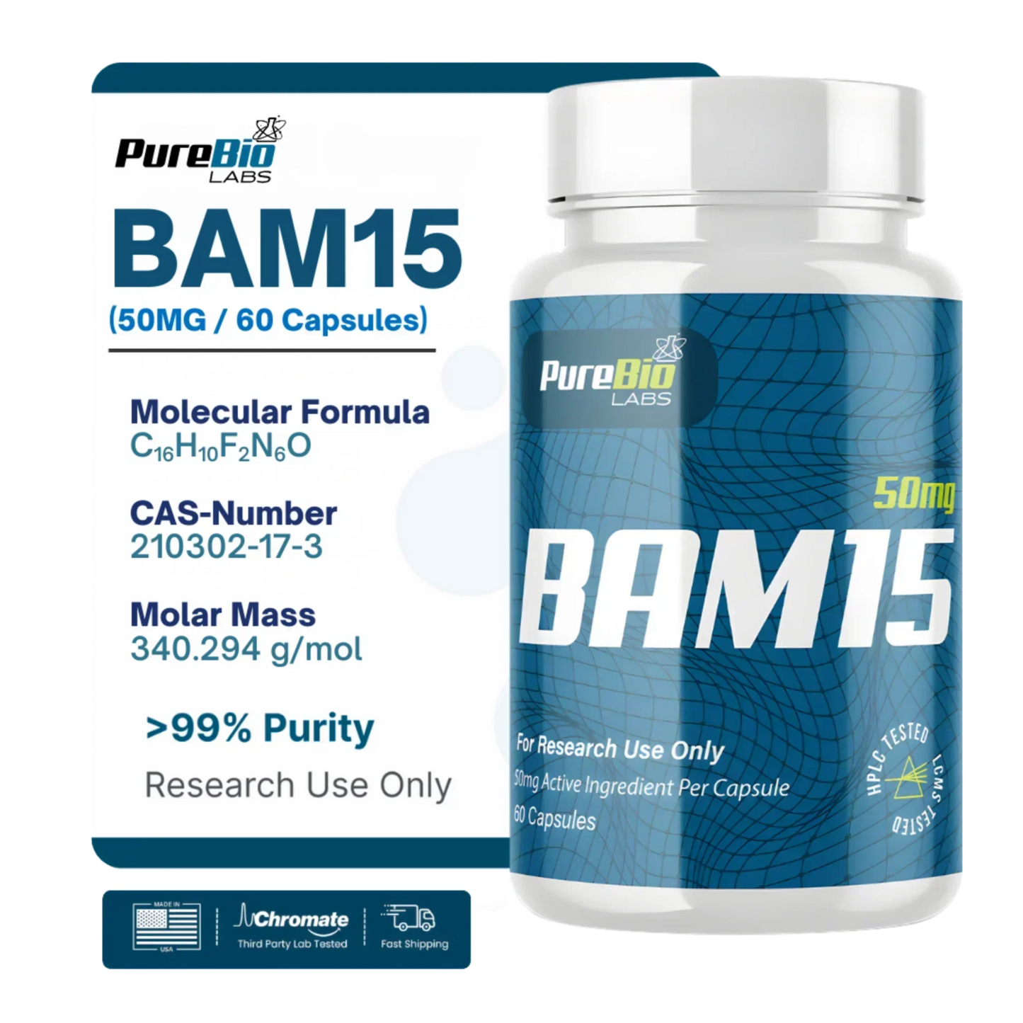 BAM15 capsules high-purity peptide for research lab use in 50mg dosage