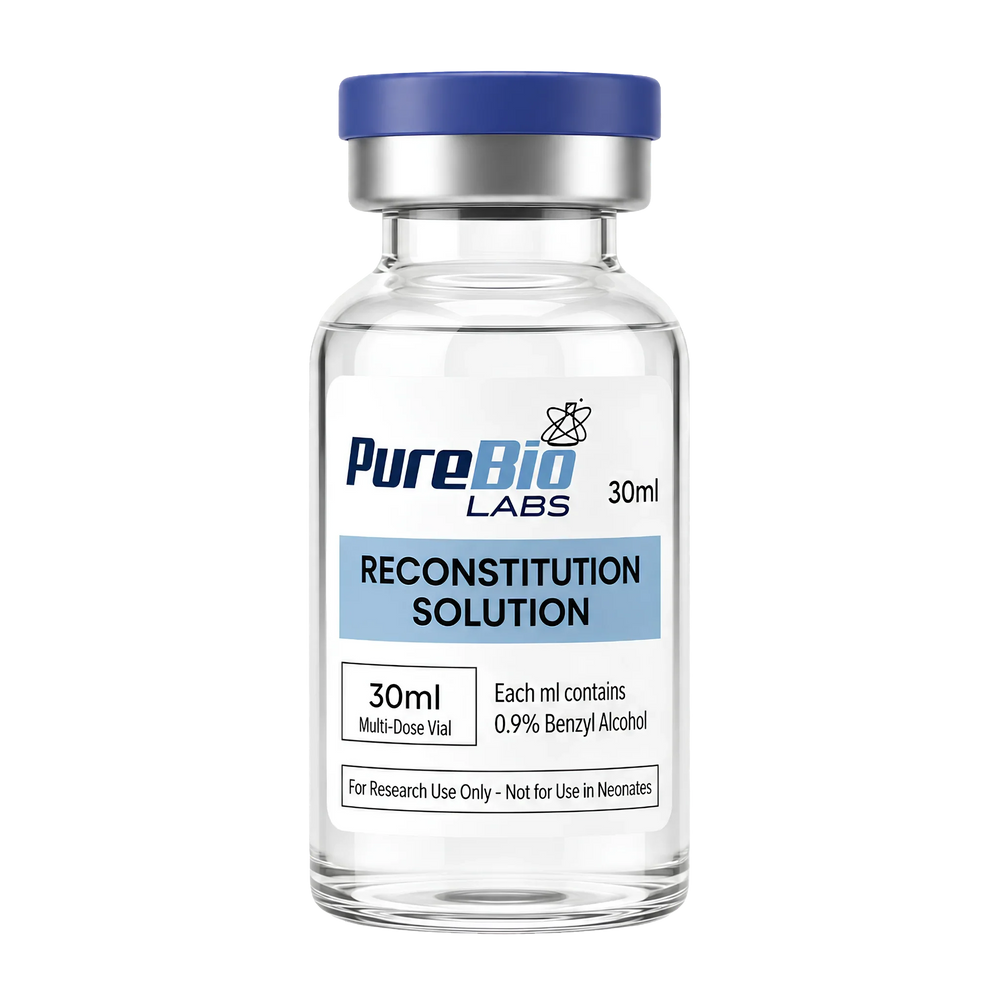 30ml vial of sterile bacteriostatic water with 0.9% benzyl alcohol for laboratory use