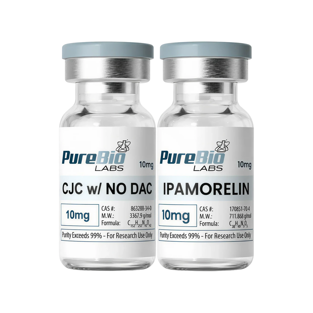 CJC + Ipamorelin Bundle 10mg peptide vials with Certificate of Analysis for research use