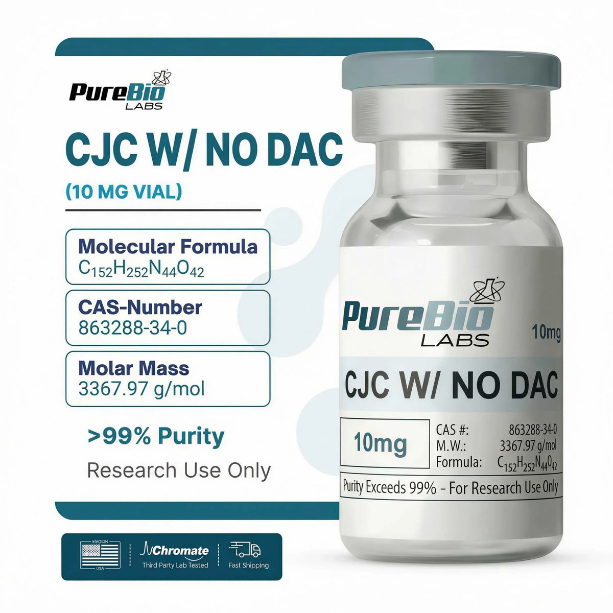 CJC-1295 no DAC VIAL (10MG) | Pure Bio Labs
