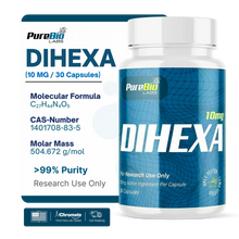 DIHEXA peptide bottle with PureBio Labs branding on a white background