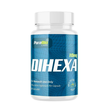 Peptide bottle labeled 'DIHEXA' by Pure Bio Labs on a white background