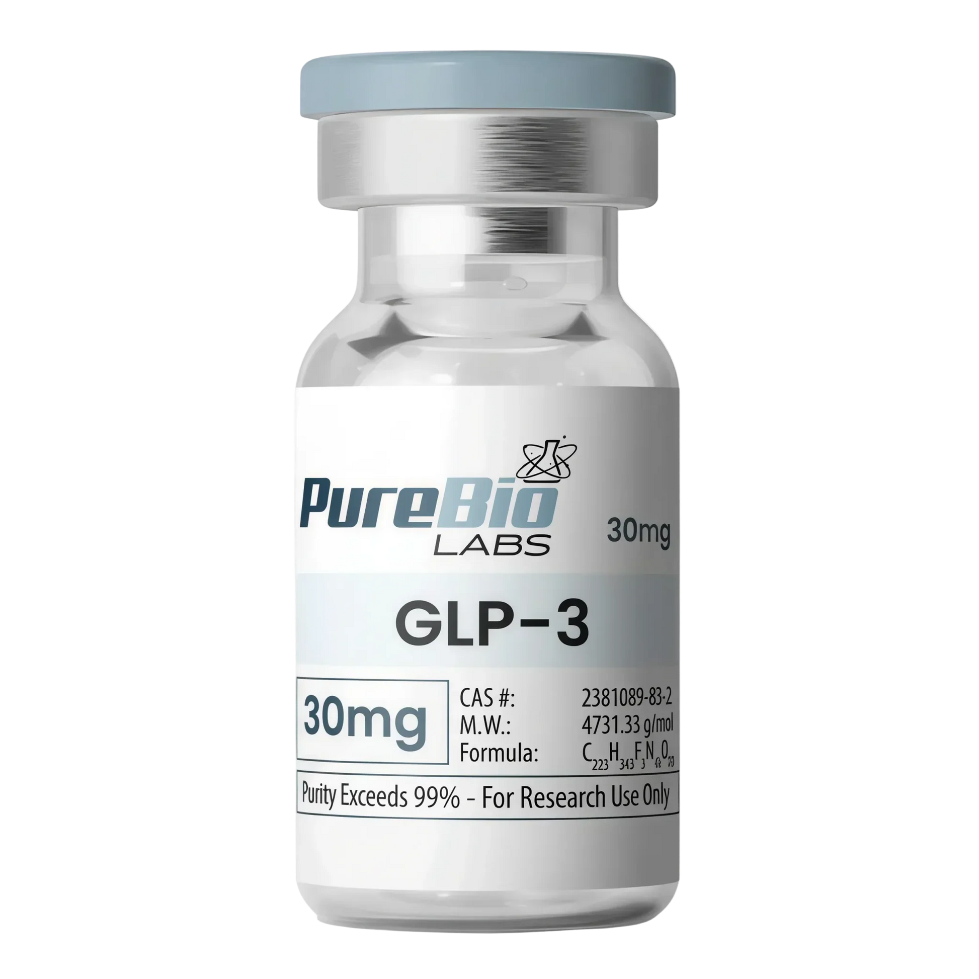 GLP-3 vial 30mg lyophilized peptide powder for research with over 99% purity