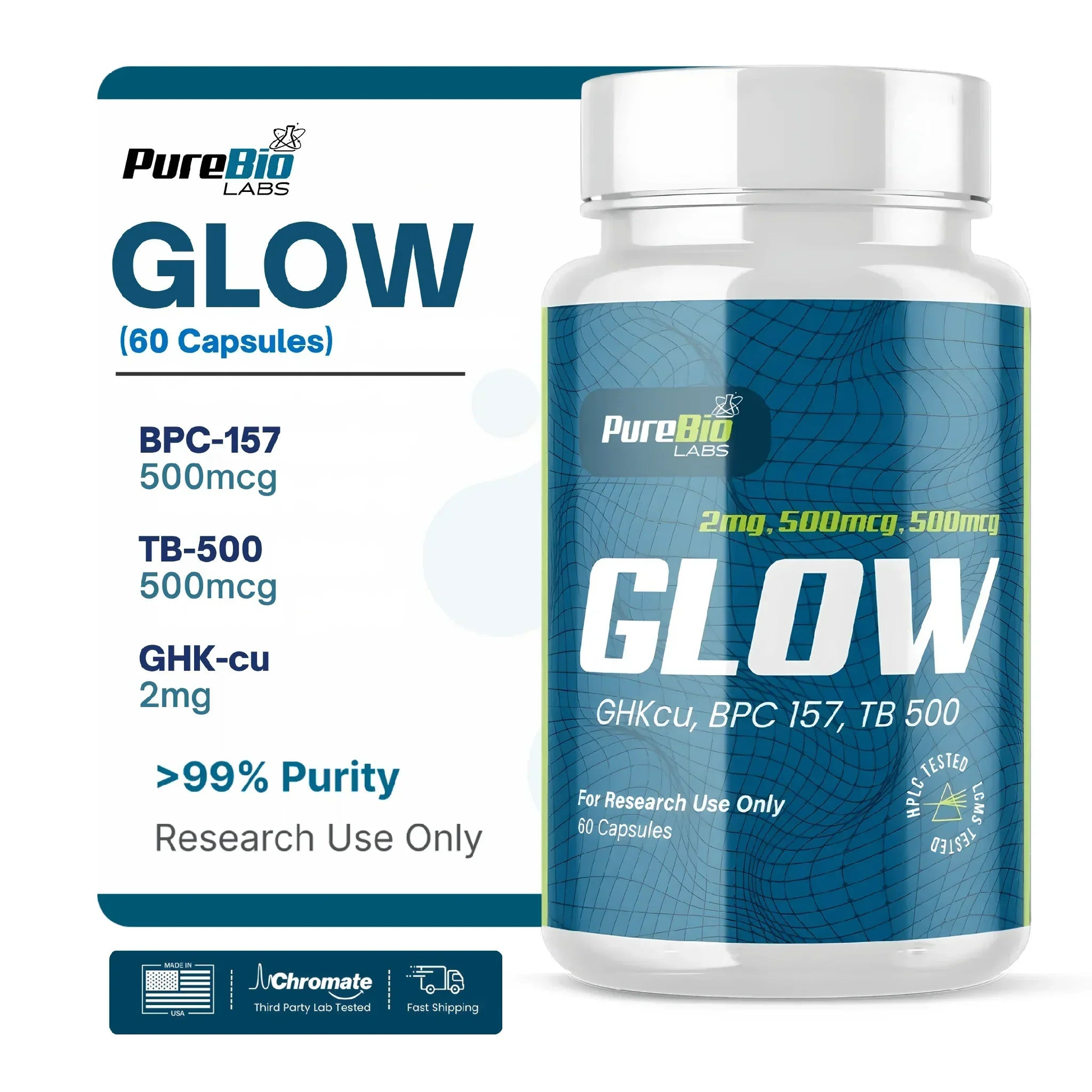 Glow Blend Capsules | BPC-157 TB-500 GHK-Cu | Pure Bio Labs Glow Blend Capsules | BPC-157 TB-500 GHK-Cu | Pure Bio Labs