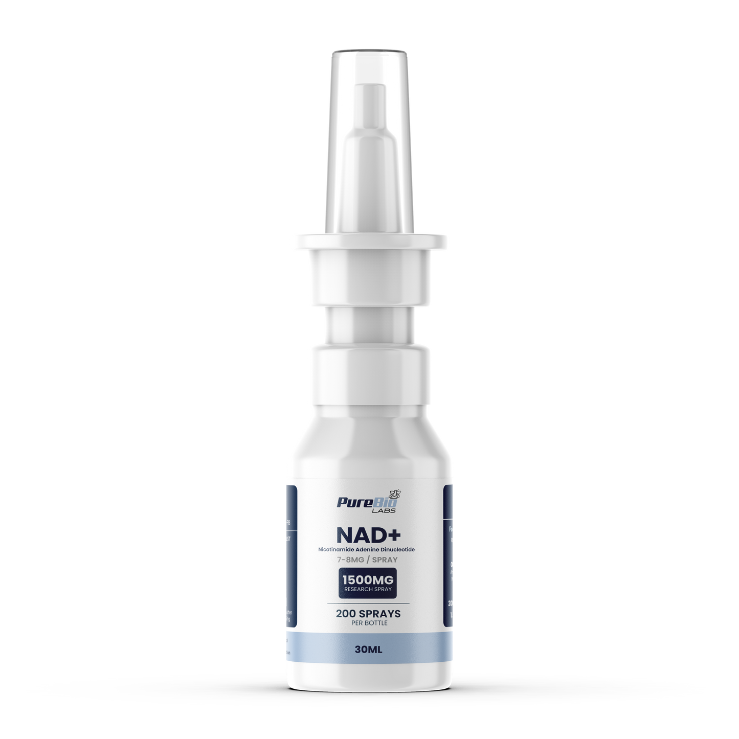 NAD+ Liquid Spray 30ml bottle for cellular energy research with high-purity NAD+ formulation