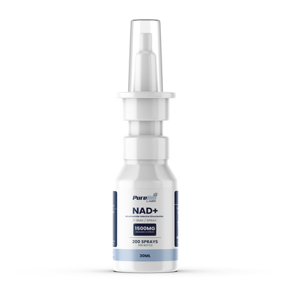 NAD+ Liquid Spray 30ml bottle for cellular energy research with high-purity NAD+ formulation