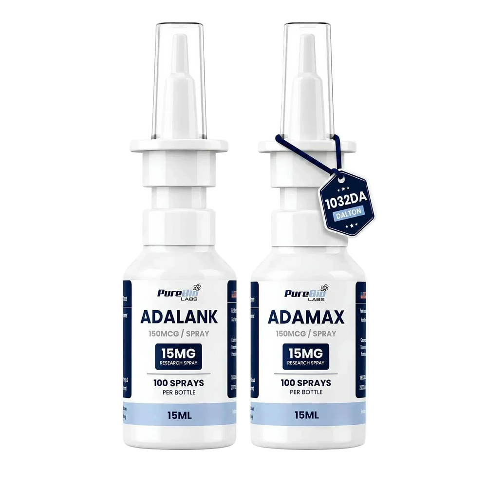 Adalank and Adamax research peptide spray bundle, two 15ml bottles, Pure Bio Labs