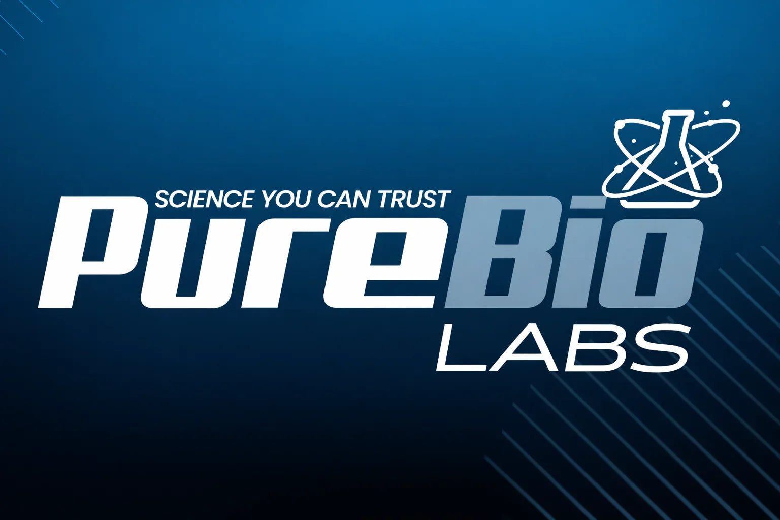 PureBio Labs logo on a blue background