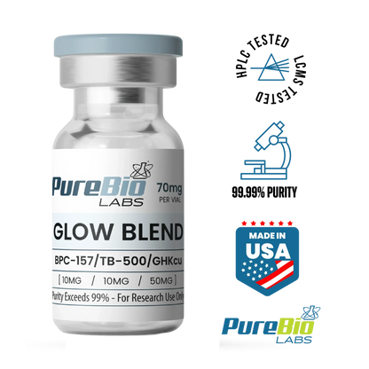 GLOW Blend Vial 70mg | GHK-Cu BPC-157 TB-500 | Pure Bio Labs GLOW Blend Vial 70mg | GHK-Cu BPC-157 TB-500 | Pure Bio Labs