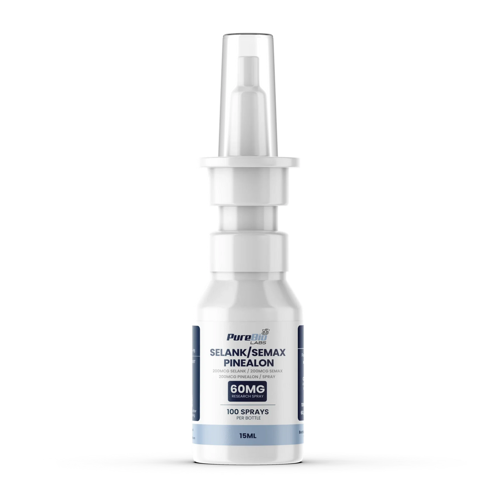 Neuro Triple Blend research peptide spray, 20mg / 15ml bottle, front label, Pure Bio Labs