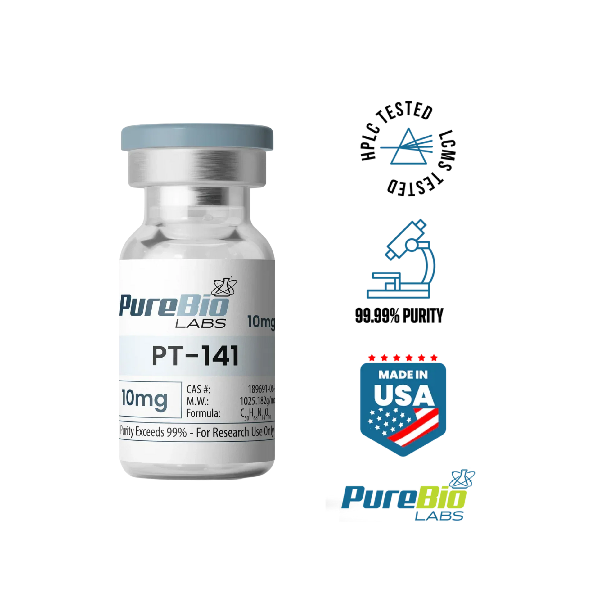 PT-141 10mg Vial | Research Peptide | Pure Bio Labs PT-141 10mg Vial | Research Peptide | Pure Bio Labs