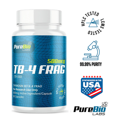 TB-4 Fragment research capsules bottle, 500mcg / 60 capsule format, Pure Bio Labs