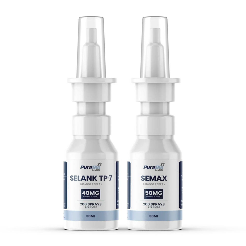 Selank and Semax research peptide bundle, two bottles, Pure Bio Labs