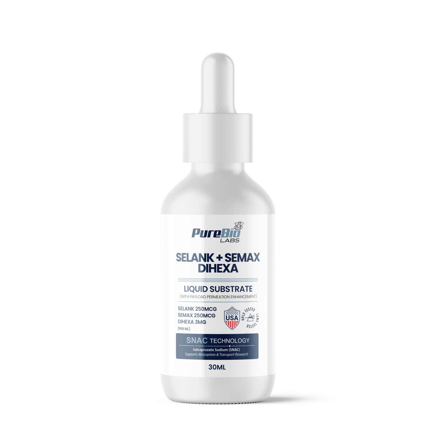 Selank / Semax / Dihexa (SSD) Liquid Substrate 30ml dropper bottle - Pure Bio Labs, SNAC technology, research use only