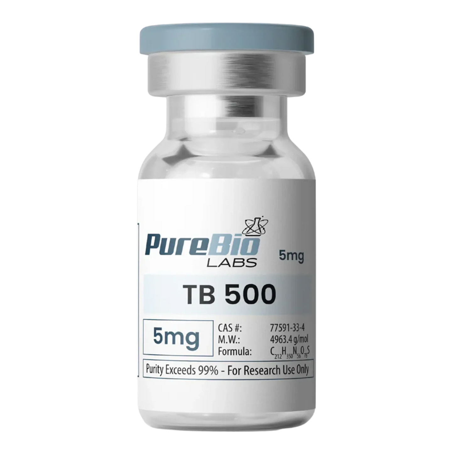 TB-500 vial 5mg lyophilized peptide powder for research purposes with over 99% purity