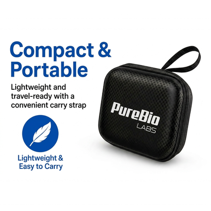 Compact peptide vial travel case with hard carbon-fiber shell and foam insert holding six vials